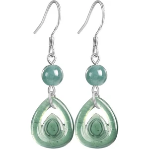 Pendientes colgantes de agua de jadeíta azul Myanmar plata 925 jade birmano natural de lujo - Imagen 1 de 6