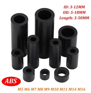 M5 M6 M7 M8 M9 M10-M16 Black Round Straight Through ABS Plastic Spacer Sleeves - Picture 1 of 218