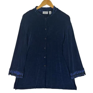 Chaqueta De Colección Chicos Travelers Abotonada Slinky Talla 3 (XL/16) Azul Boho Chic Artística - Imagen 1 de 15