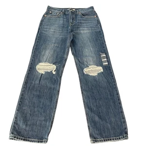 Nuevos pantalones de mezclilla azules de pierna recta Levi's 501 para mujer desgastados bajos profesionales, talla 29 - Imagen 1 de 11