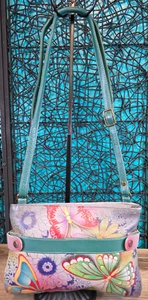 Anna by Anuschka Women's Hand-Painted Genuine Leather Crossbody Bag Signed BOHO - Bild 1 von 19