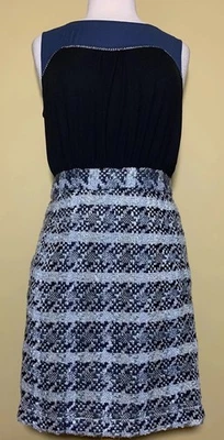 Vestido Moulinette Soeurs Anthropologie Carrington Tweed Azul Transparente Talla 10 Nuevo con Etiquetas Foto 1 de 4