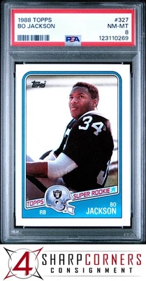1988 TOPPS #327 BO JACKSON RC SUPER ROOKIE HEISMAN RAIDERS PSA 8 - Image 1 of 2