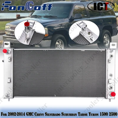 4-Row Radiator For 2002-2014 GMC Chevy Silverado Suburban Tahoe Yukon 1500 2500 — 第 1/4 张图片