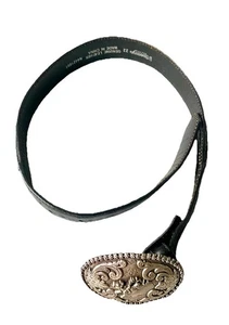 Vintage Nocona schwarzer Ledergürtel mit geprägter Westernschnalle junge Damen Größe 22 - Bild 1 von 4