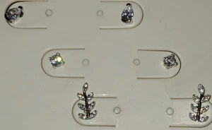 Sterling Silver Earring Lot 3 New Pairs .925 and Cubic Zirconia Stud Earrings - Picture 1 of 5