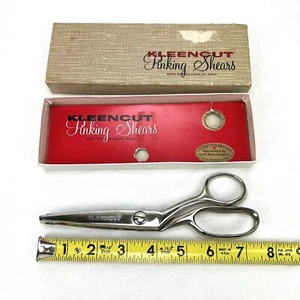 Vintage KLEENCUT DELUXE Pinking Shears w/ Automatic Stop in Box Fabric Scissors - Picture 1 of 7