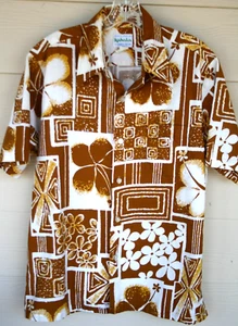 Vintage 50s 60s KAHALA Liberty House Honolulu Hawaiian Button-down Tiki Shirt L - Picture 1 of 4