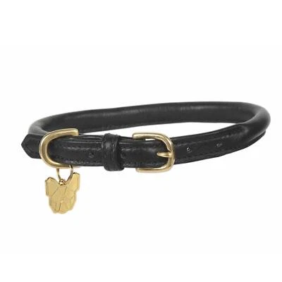 DIGBY & FOX Shires Digby and Fox Rolled Leather Dog Collar - Black