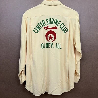 VTG 50s NWT Nat Nast Shriners Olney IL Chain Stitch Loop Collar Bowling Shirt - Image 1 of 4