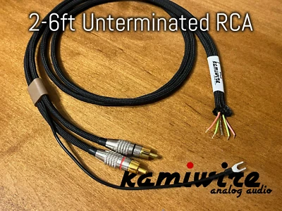 Kamiwire KRU1 Unterminated Turntable RCA Replacement Cable - HiFi Mogami (2-6ft)