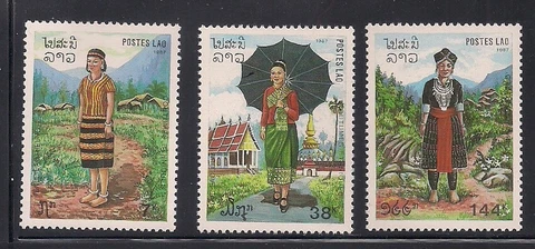 Laos   1987   Sc # 839-41   Costumes   MNH   (1-488) Cover