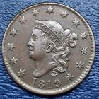 1819 Coronet Head Large Cent 1c Copper Coin High Grade Au #71396