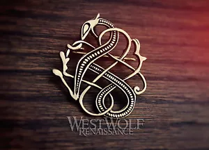 Viking Dragon Brooch --- Norse/Medieval/Jewelry/Pin/Bronze/Gold/Celtic/Skyrim - Picture 1 of 3