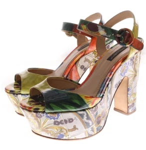 DOLCE & GABBANA All-over Patent Leather Ankle Strap Platform Heel Japan [Used] - Picture 1 of 6