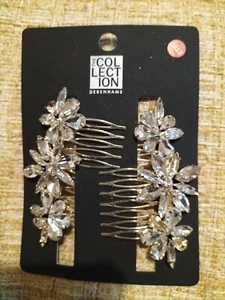 Metal Jewelled Flower Hair Slides Debenhams - Picture 1 of 4