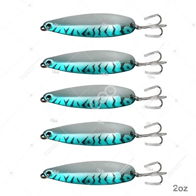 5pcs 2oz Blue Mackerel crocodile Spoon trolling flutter Casting jig Metal Lure - Image 1 of 3
