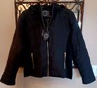 NWT. Women's Chocolate Fitted Black Puff Jacket W/Hood Large