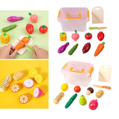 11x legno da taglio frutta giocattolo cucina gioco cibo per bambino bambino - Immagine 1 di 2