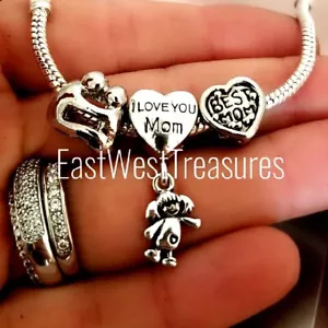 Mothers Love Hug Mother and child Son daughter Embrace Bead for Charm Bracelet - Picture 1 of 2