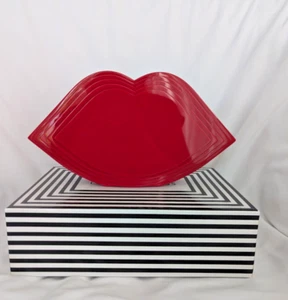 LULU GUINNESS Red Stacked Lips Perspex Clutch/Shoulder Bag-NWT - Picture 1 of 8