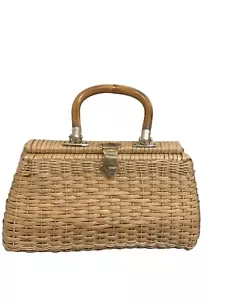 Vintage Handmade Handbag Wicker Purse - Picture 1 of 11