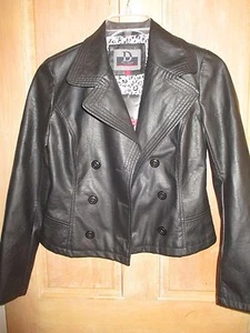 NEW* Dollhouse Ladies S MOTO COAT JACKET SHIRT TOP PU Faux Leather Black - Picture 1 of 3