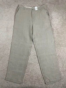 Pantalones Chinos J Crew Para Hombre 36x32 Lino Regular Botón Recto Bolsillos con Cremallera Beige - Imagen 1 de 15