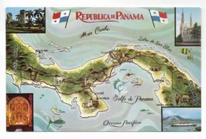 MAP POSTCARD~REPUBLIC OF PANAMA,CENTRAL AMERICA,LAND OF ENCHANTMENT - Picture 1 of 2