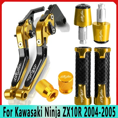 Gold -For Kawasaki Ninja ZX10R 2004-2005 CNC Brake Clutch Levers Handlebar Sets - Image 1 of 4