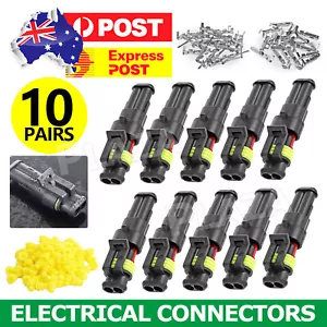 10 Set 2 Pin Waterproof Car Electrical Wire Sealed Connector Plug Cable 12V AU - Picture 1 of 9