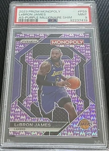 2023 LeBron James PSA 9 Prizm Monopoly Purple 20/50 Card #PS9 - Lakers - Picture 1 of 3