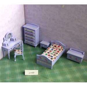 6PC Dollhouse Miniature 1:12 Scale Wardrobe Bedside Table Furniture Accessories - Picture 1 of 2