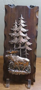 VTG BUTTE COPPER CO. WOOD COPPER 3D MOOSE PLAQUE 11.5 X 5" LODGE CABIN - Picture 1 of 6