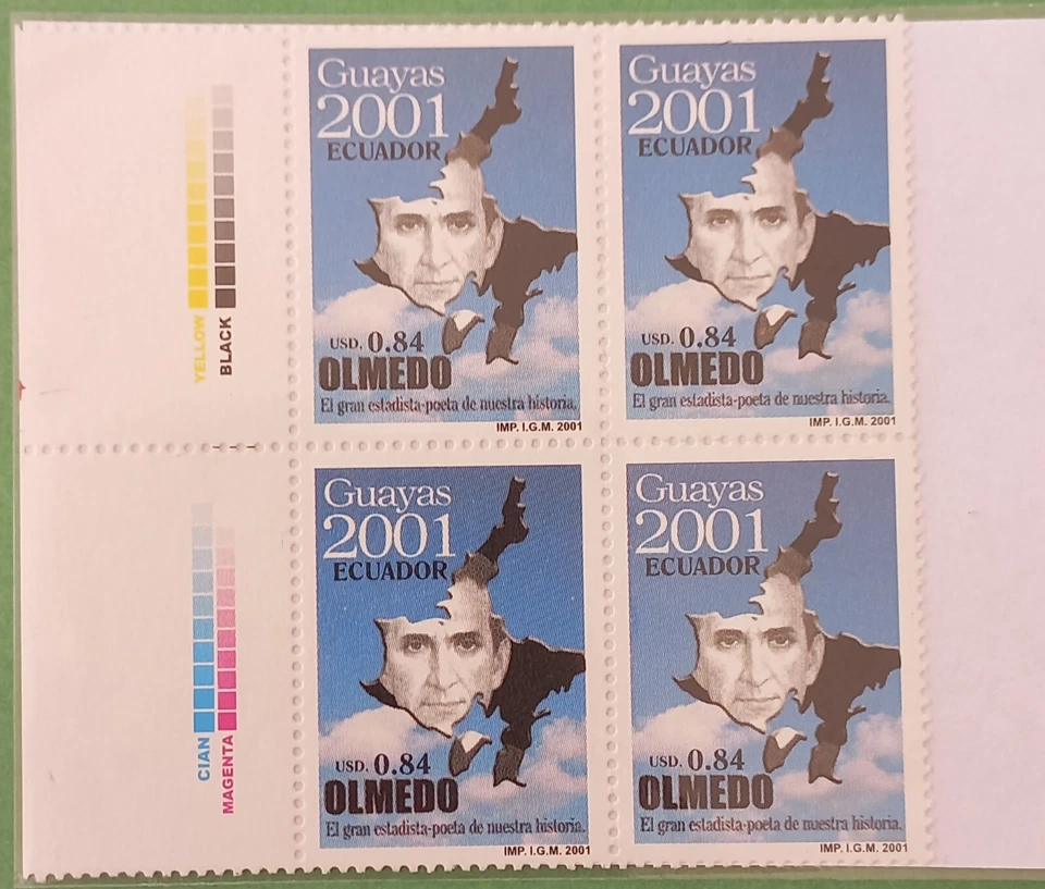 Ecuador 2001 Sc#1589 José Joaquin Olmedo (1780-1847 Statement And Poet (Block) - Image 1 of 1