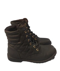 Mädchen CHILDREN'S PLACE gesteppte schwarze Schnürstiefel & Reißverschluss Größe 2 Jugend - Bild 1 von 7