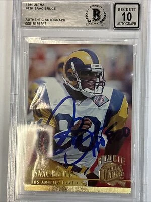 Isaac Bruce Signed 1994 Fleer Ultra Rookie Card #426 RC Beckett  GEM MT 10 AUTO - Image 1 of 4