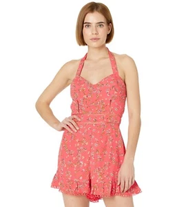 Lost + Wander Everyday Adventures Romper Red/Orange Coral Floral Multi SM - Picture 1 of 3