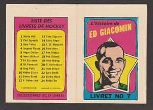 1971-72 OPC O-PEE-CHEE FOLLETOS FRANCESES #7 EDICIÓN GIACOMIN 20431 - Imagen 1 de 2
