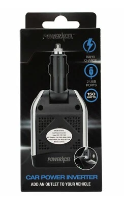 Powerxcel 150 Watts Car Power Inverter - 2 USB ports/ 1 AC outlet NEW SEALED BOX - Image 1 of 4