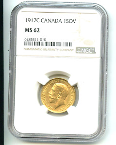1917-C Canada Gold Sovereign NGC Certified MS-62 SCARCE GOLD COIN! NO RESERVE!