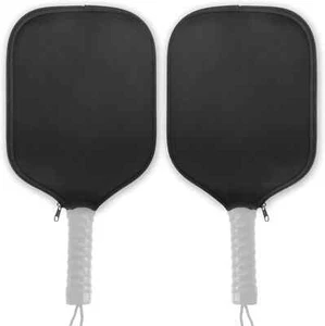 2 Pack Black Pickleball Paddle Cover Convenient Sleeve Bag with Mesh Pocket -BB - Picture 1 of 5