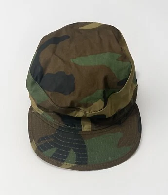 Military Cap Woodland Camo w/ Ear Flaps US Army Hat Size 7 1/4 Made In USA - Image 1 of 4