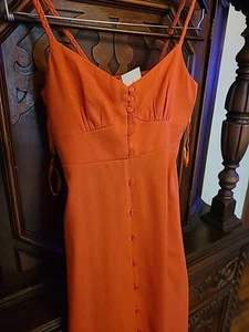 Nuevo con etiquetas Vestido Antropología Mouteau Coral Midi Mezcla de Lino Ajustado Busto Midi talla S - Imagen 1 de 7