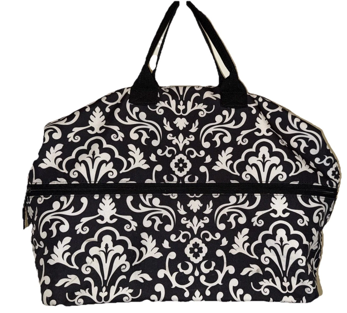 Gray Damask Print NGIL Large Travel Tote Bag - Canvas Organizer With Multiple Pockets - View #3