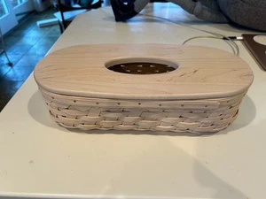 Longaberger Körbe lang Standardgröße Taschentuchbox mit Deckel 2006 helles Holz - Bild 1 von 4