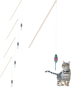 Giochi per Gatto, Set Da 5 Bastoncini Con Topolino, Canna Da Pesca Con Topo per  - Foto 1 di 12