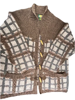 Cabela’s Suéter Mujer Mediano Lana Marrón Gris Blanco Palanca Botones Cárdigan Foto 1 de 4