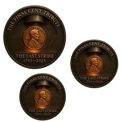 3PCS Farewell to the Penny 1793–2025 The Final Cent Tribute Coin - Image 1 of 4