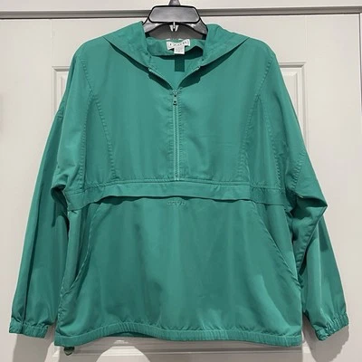 Izod Half-zip Women’s Pullover Hooded Rain Poncho Windbreaker Jacket Green S - Image 1 of 4